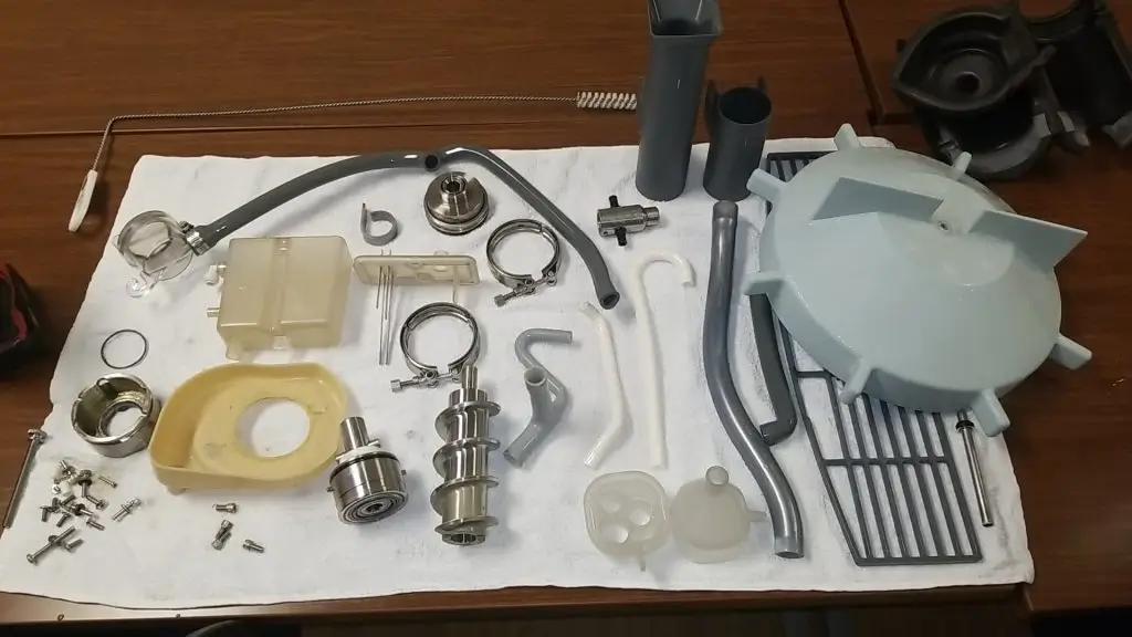 Ice machine internal components after scheduled maintenance