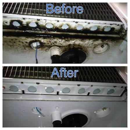 Deep cleaning removing mold from a commercial ice machine