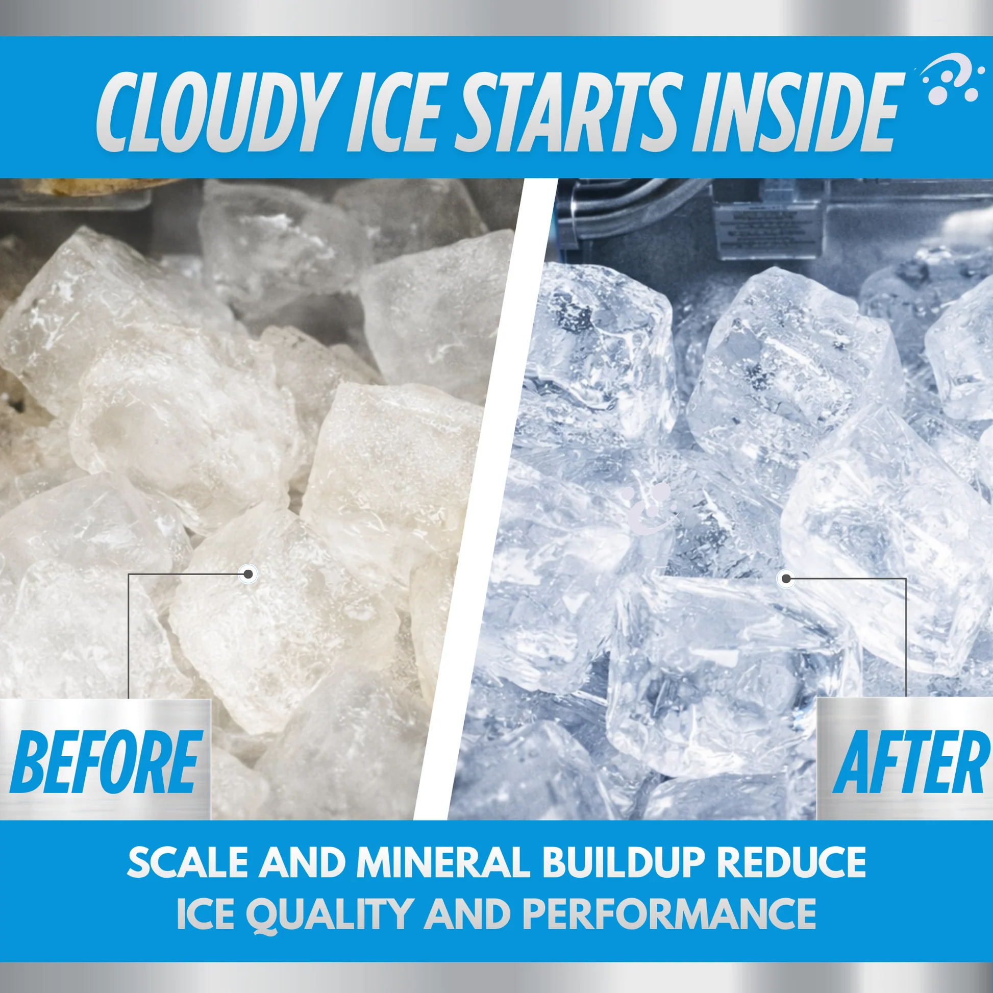 Scale and mineral buildup inside ice machine